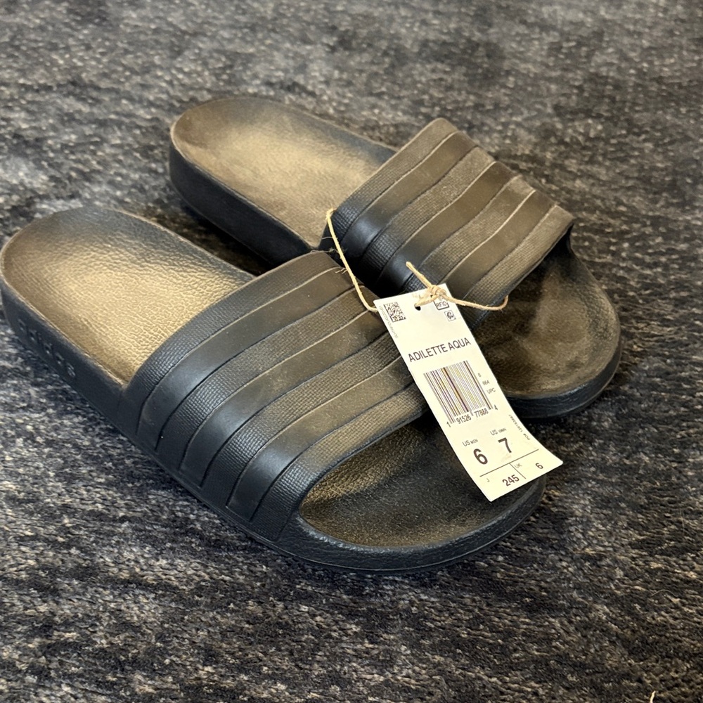 Adidas Adilette Aqua Black Slide Sandals